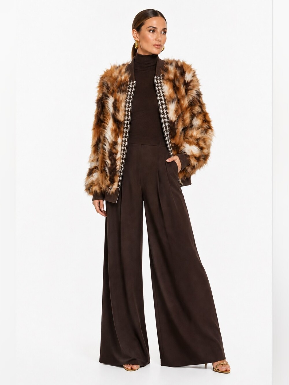 Stella McCartney Vilma Faux Fur Brown IT 38 US 2 $2400 Retail